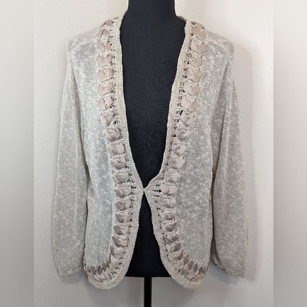 Coldwater Creek Coastal Grandma Cozy Romantic  Cottage Whimsical Cardigan XL NWT